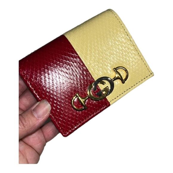 Gucci Zumi Horse Bit Pythion Card Case in Colorblock with Chain & Dust Bag WOC - Picture 8 of 9